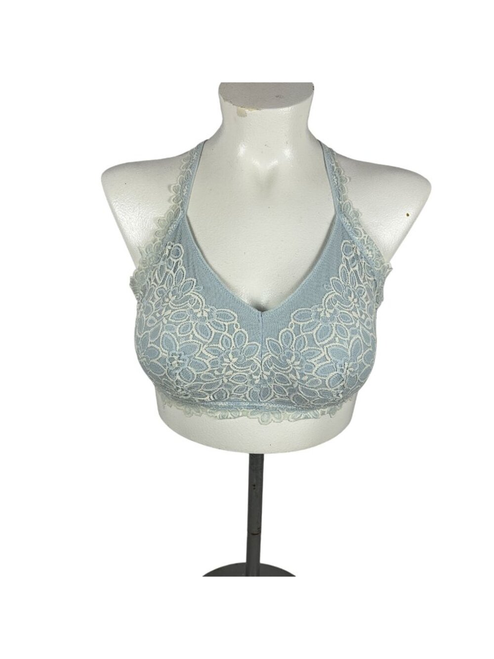 Aerie Lace Racerback Bralette XL Blue Wireless Lightweight Nylon Blend